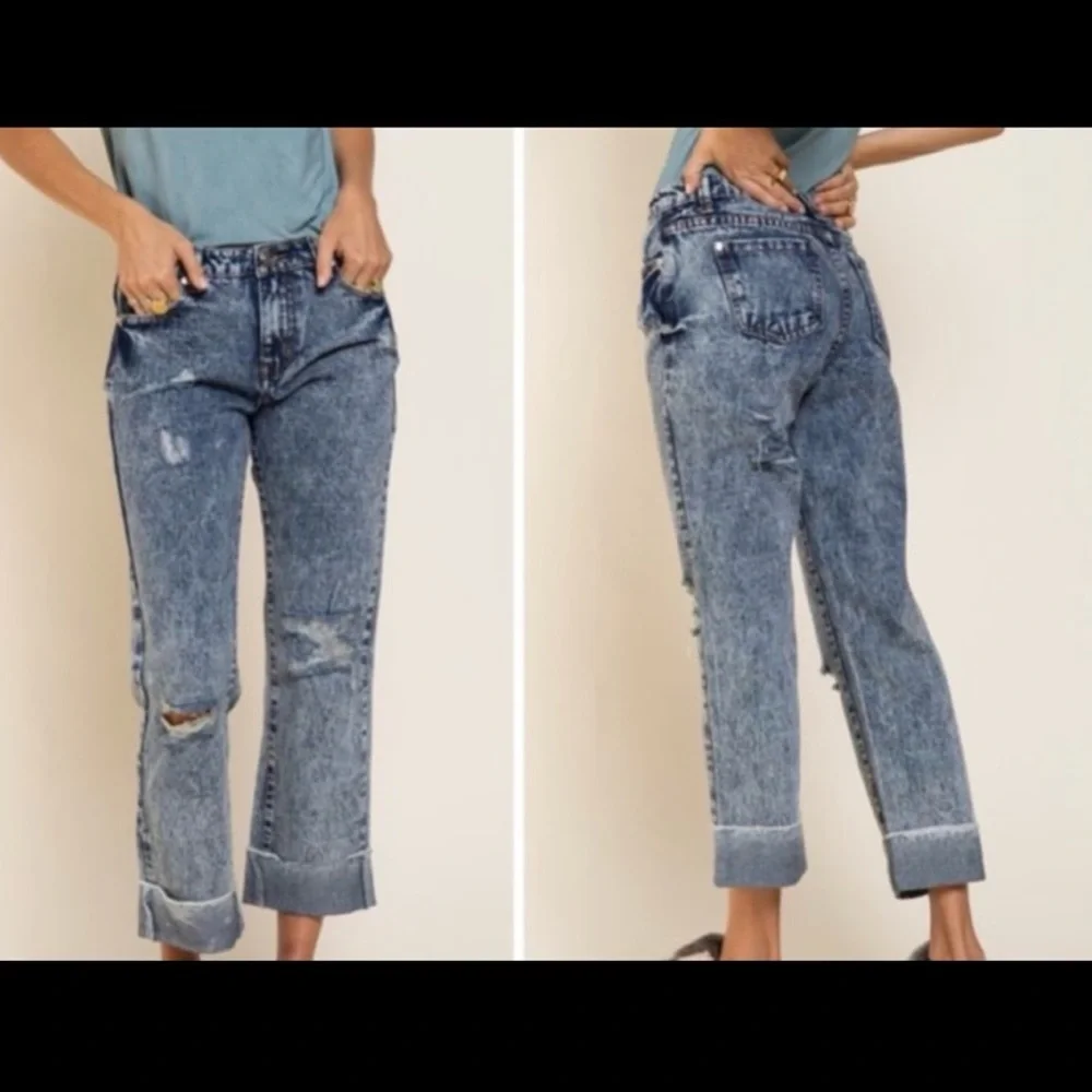 NWT! POL Ankle Cut Vintage Acid Wash Distressed Jeans - Picture 4 of 4